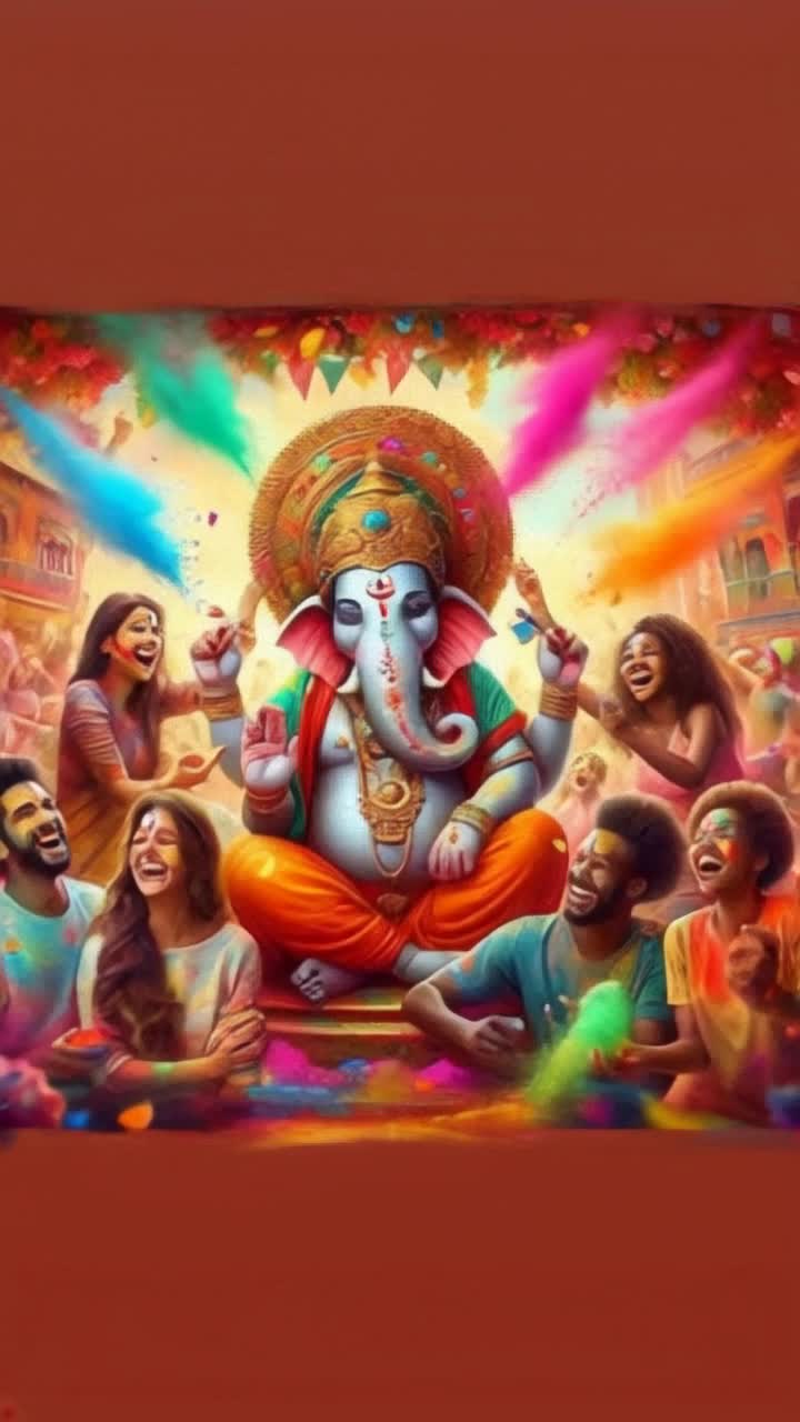 Ganeshji playing holi
