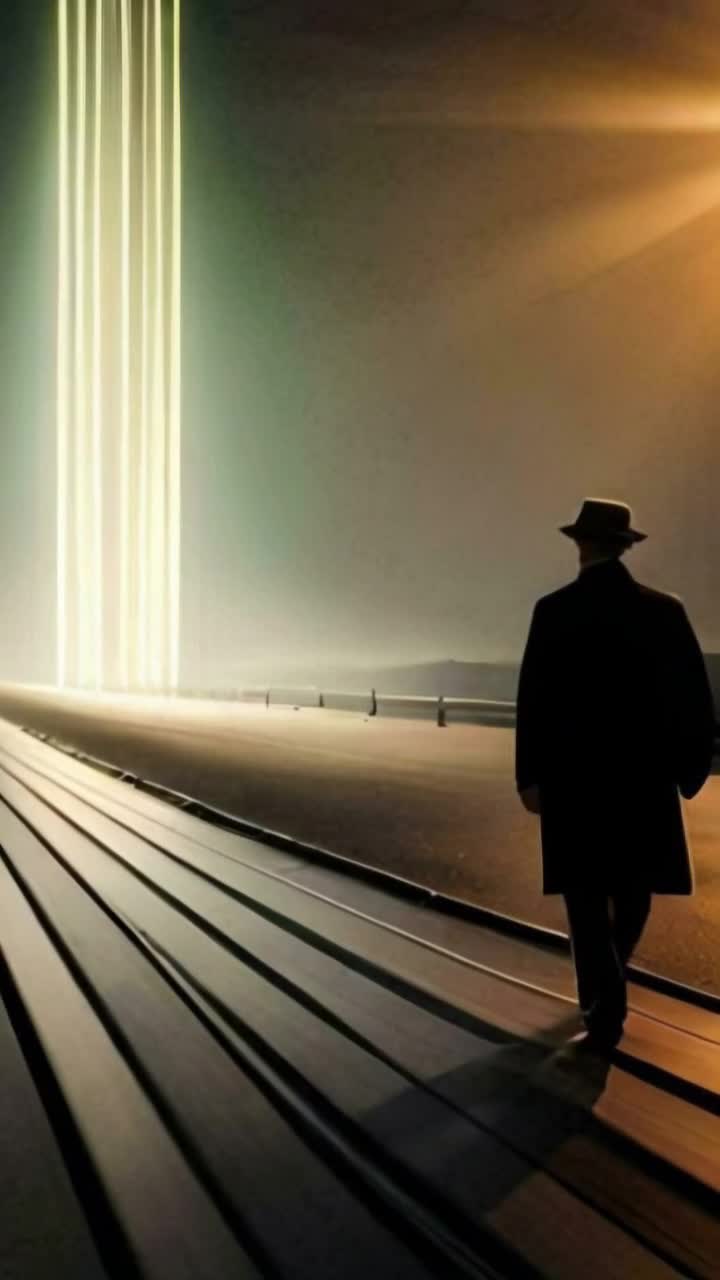 man walking quickly down road