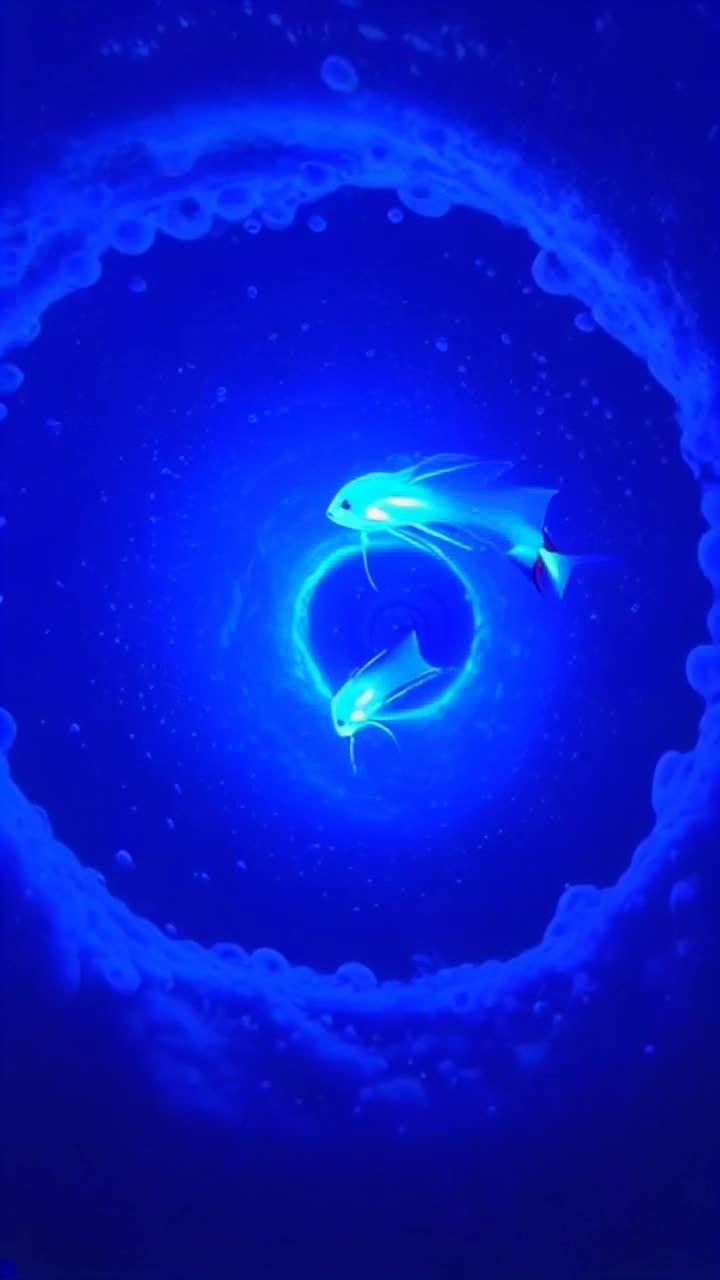 5 neon ombre colored seahorses travel through time space continuum, vivacious blue vortex jetstream, dazzling bubbles, gorgeous under sea  spectacle, ease zoom in, 1080 pixels, description by csherriereevoices 