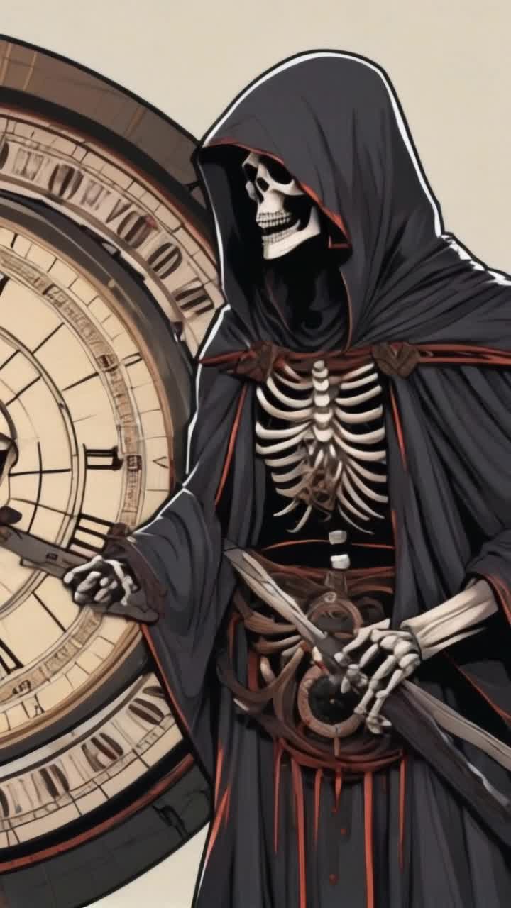 Grim reaper spinning the clock