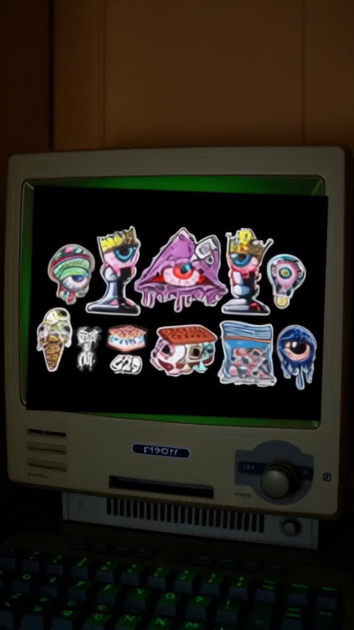 Glitch, static interference, looking at patches, VHS hallucinations 