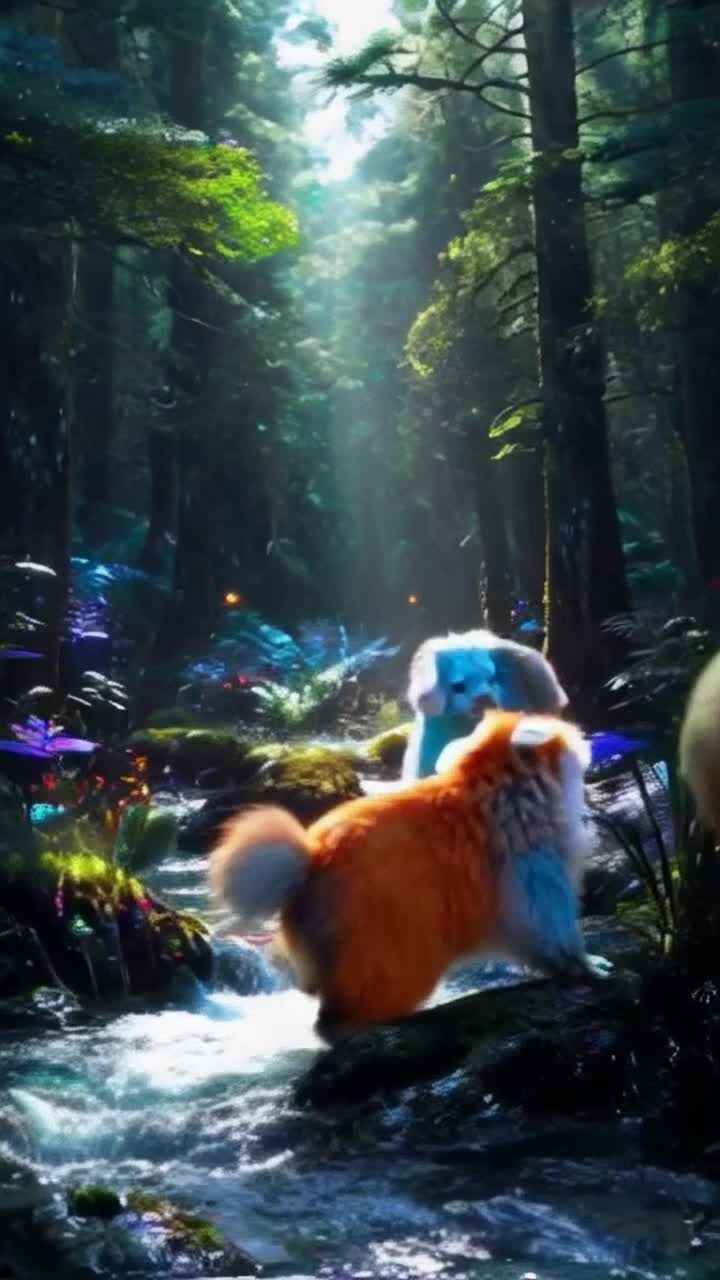 Whimsical creatures with vibrant fur colors twirling and twisting, gleeful laughter fillinjizvbjkzbg the air, a mystical forest with glowing plants and sparkling streams, sunshine streaming through lush canopies, creating a kaleidoscope of colors on the forest floorVVhisvvhsGGhisgu didi kaiser USAID haddock fishin