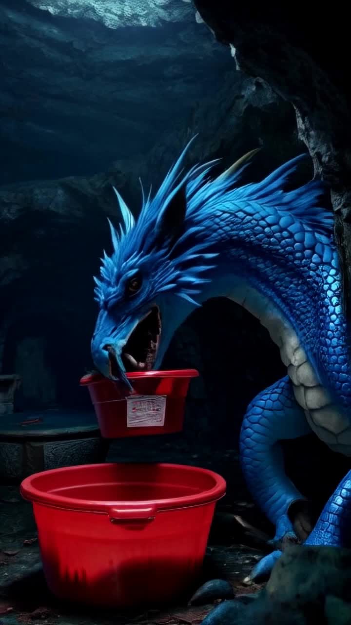 The blue dragon hoards red tupperware