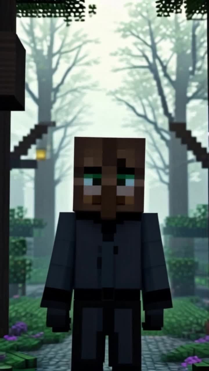 Terrified Minecraft Villager, turn and run away, flee in terror, 