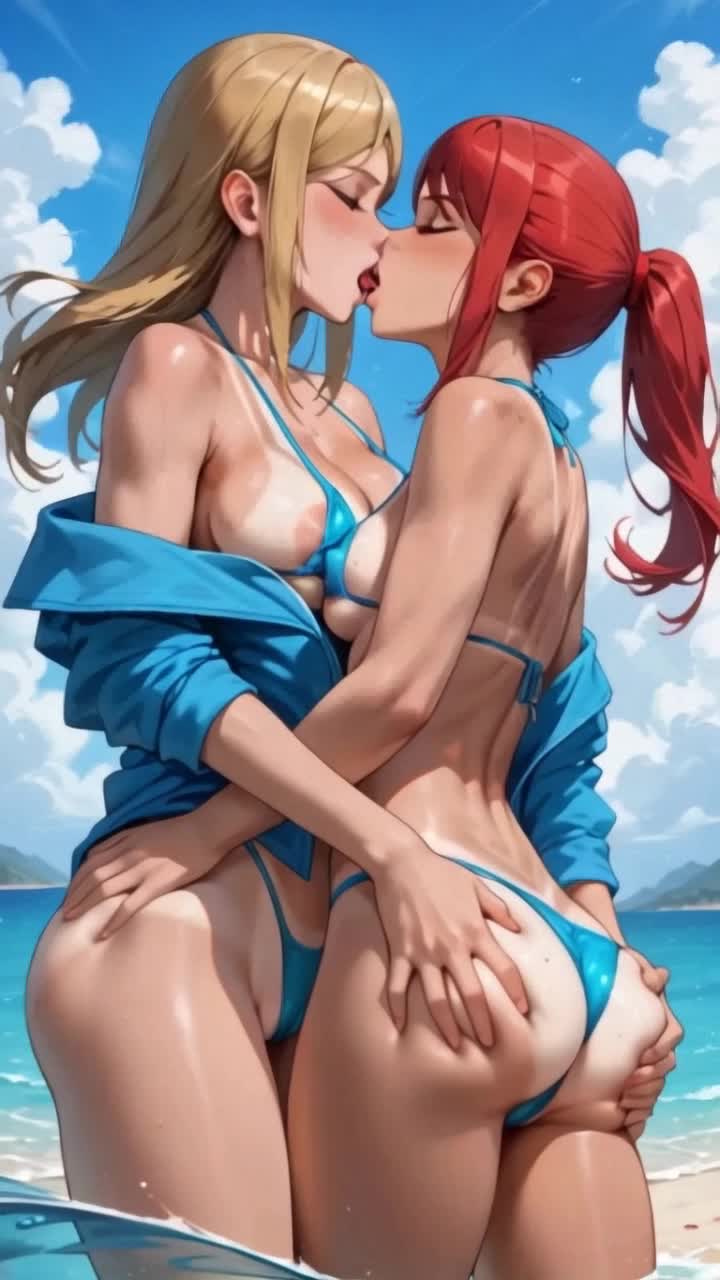 a beautiful couple of women embracing each other lovingly and passionately making out 