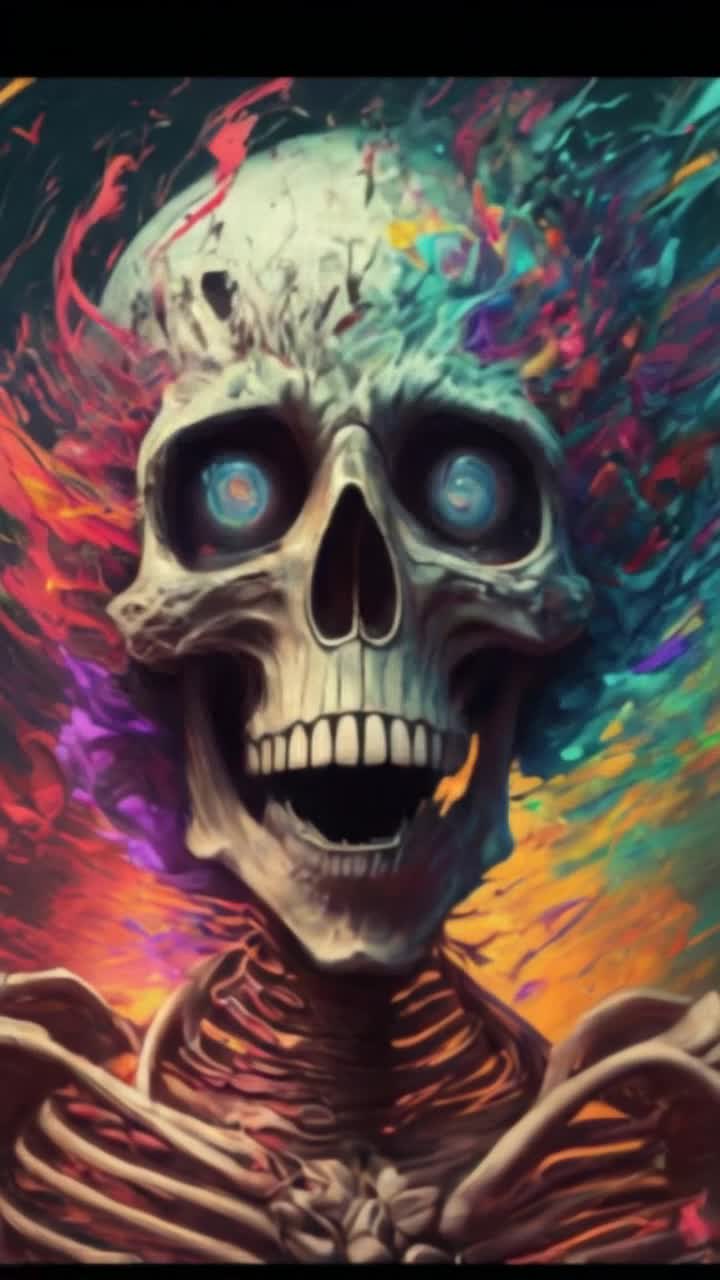 Skeleton disintegrating into thin air, skeleton dissolving, 
