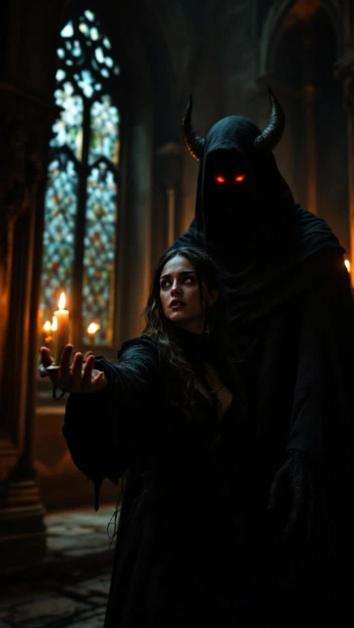 A woman selling his soul to the devil