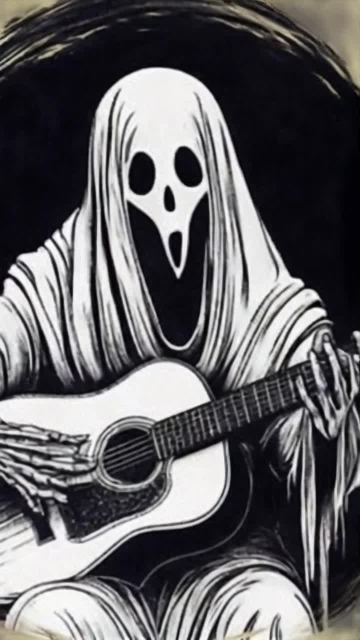 ghost playing the guitar rapidly