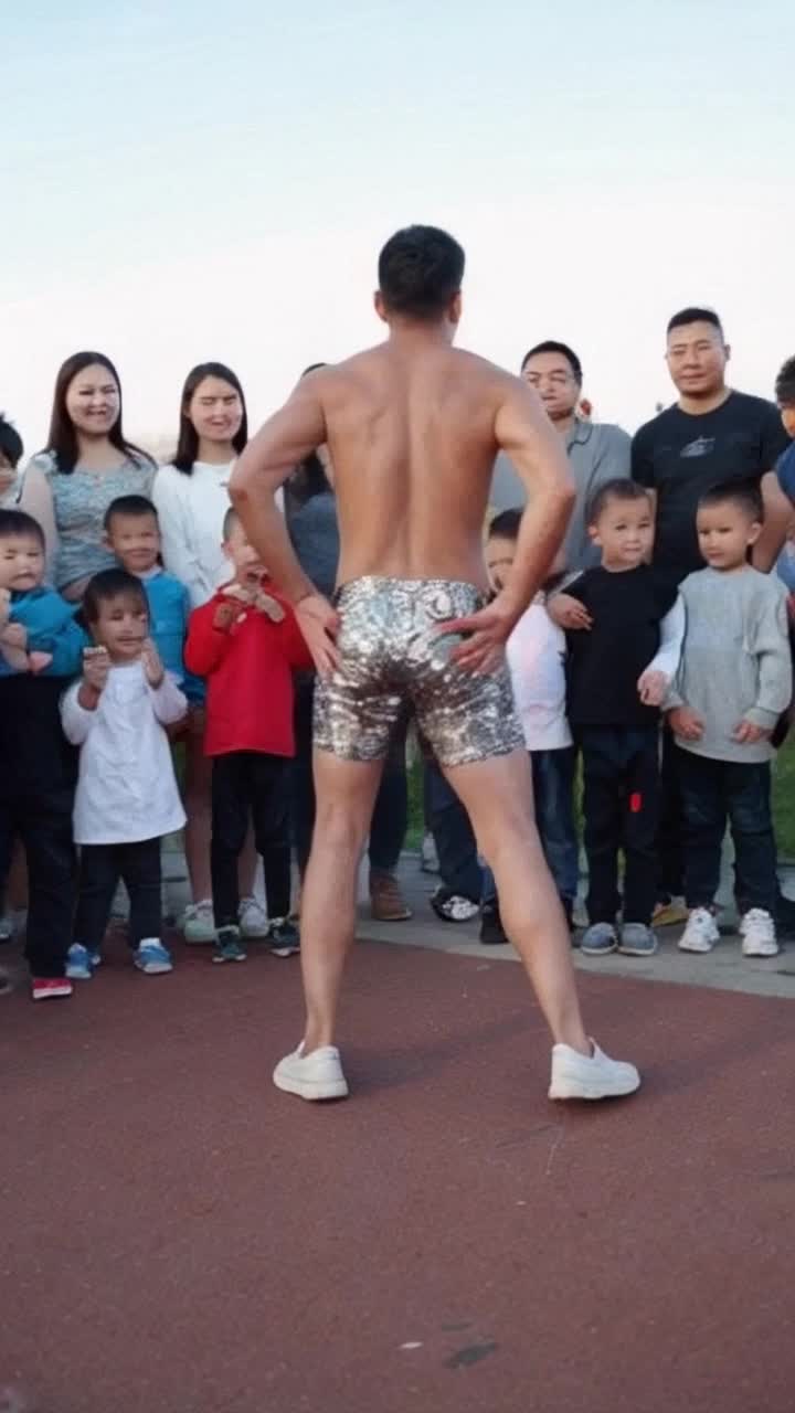 Michael Jackson thrusting his hips towards a crowd of parents with their kids and signaling to the parents that he had a lot of money and he is looking pretty homeless and retarded