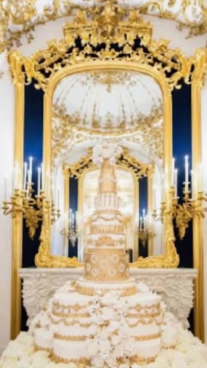 Gold sprinkled wedding cake seems quite ultimate but a guest falls into it