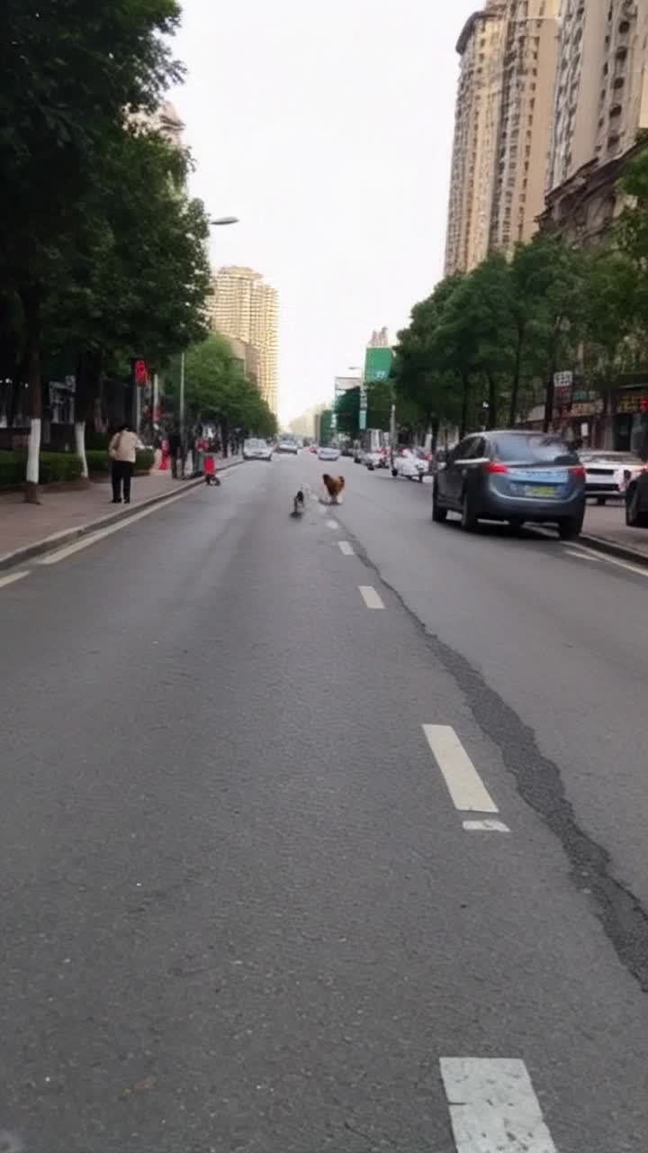Cat dog chase street love