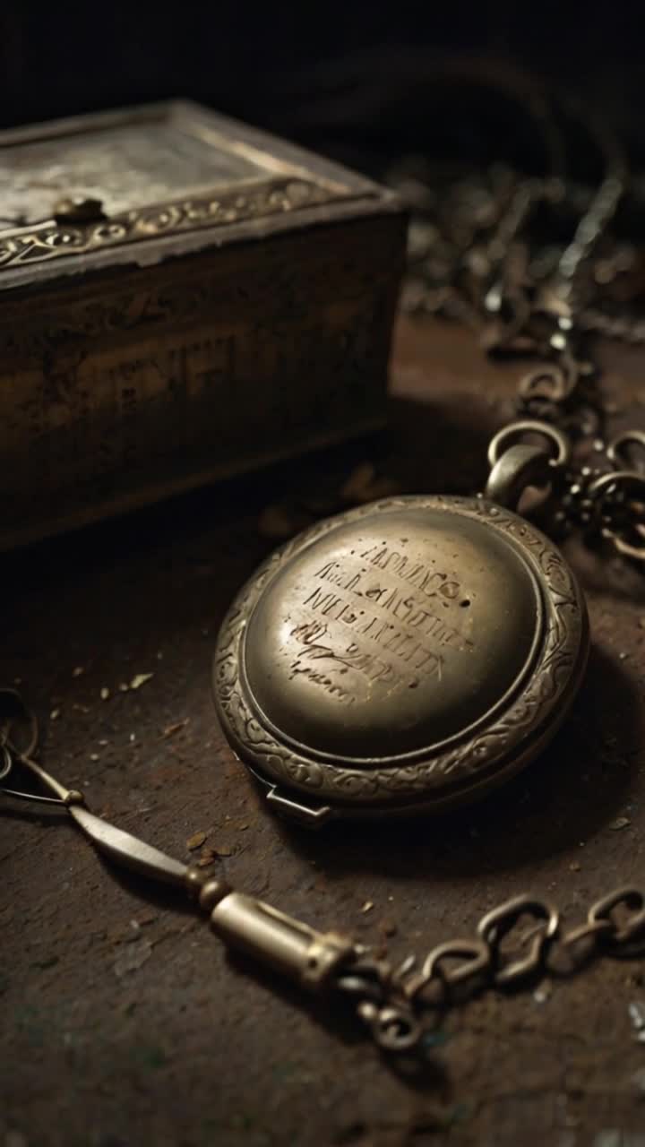 a decaying room filled with forgotten objects a tarnished locket,