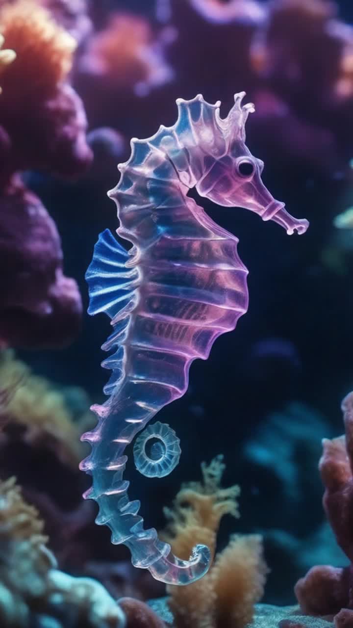 Irridescent seahorses in the deep sea  