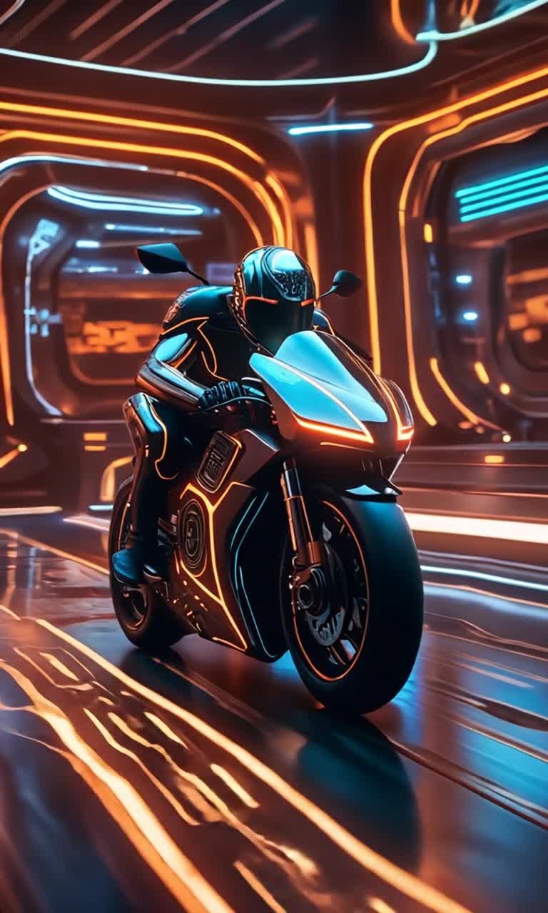 Future motorcycle race from the movie tron