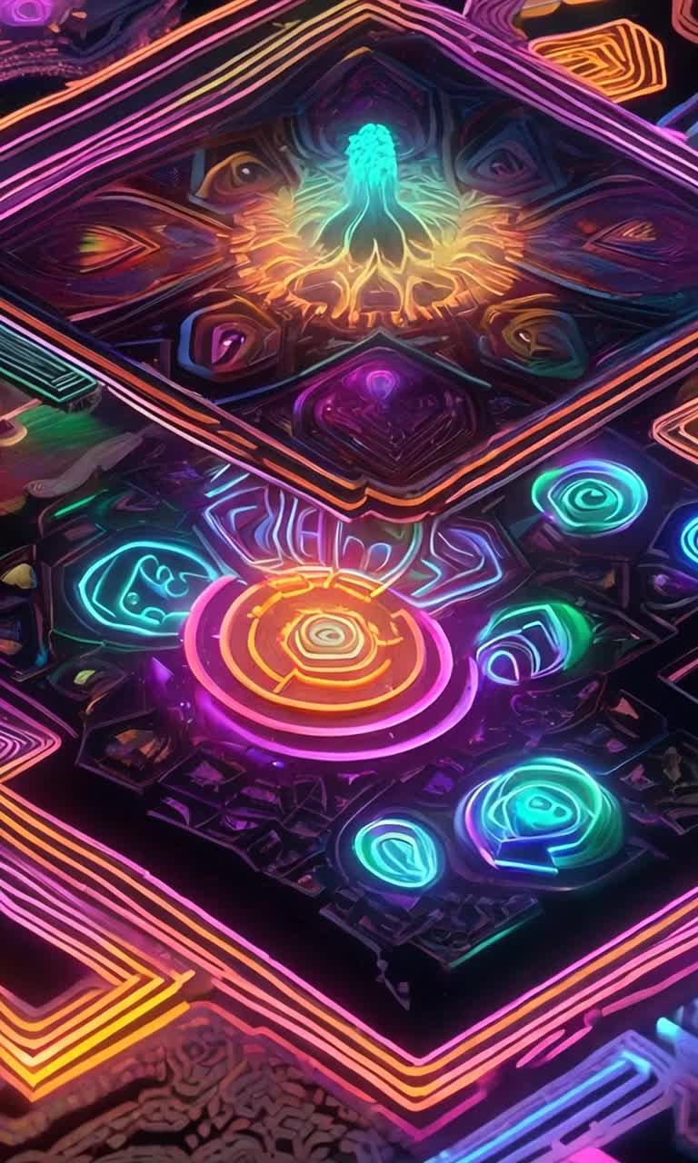 Isometric art, glowing, neon lights, dynamic, epic composition, masterpiece, amazing shading, cosmic, mythical, extraterrestrial, magical symbols, biopunk, symmetrical, black pearlescent, rainbow, 5D, psychedelic, iridiscent, psilocybin, peyote, dmt, Gaia , Tartaria, antiquitech, Realistic, detailed black opal, shiny, glittering, dmt, Gaia, demons, spirits, ego death, Anunnaki, grim, dark, highly detailed