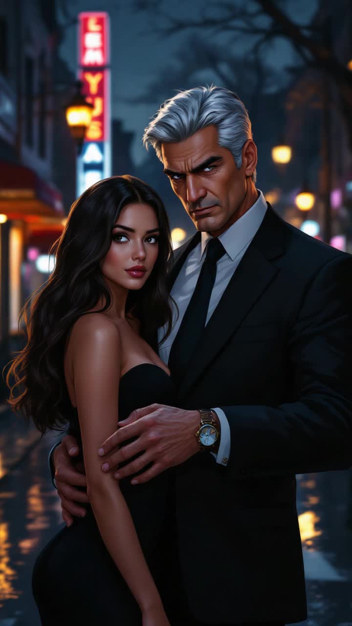 Grey haired hispanic man in his 50s being stealing money from a beautiful brunette woman