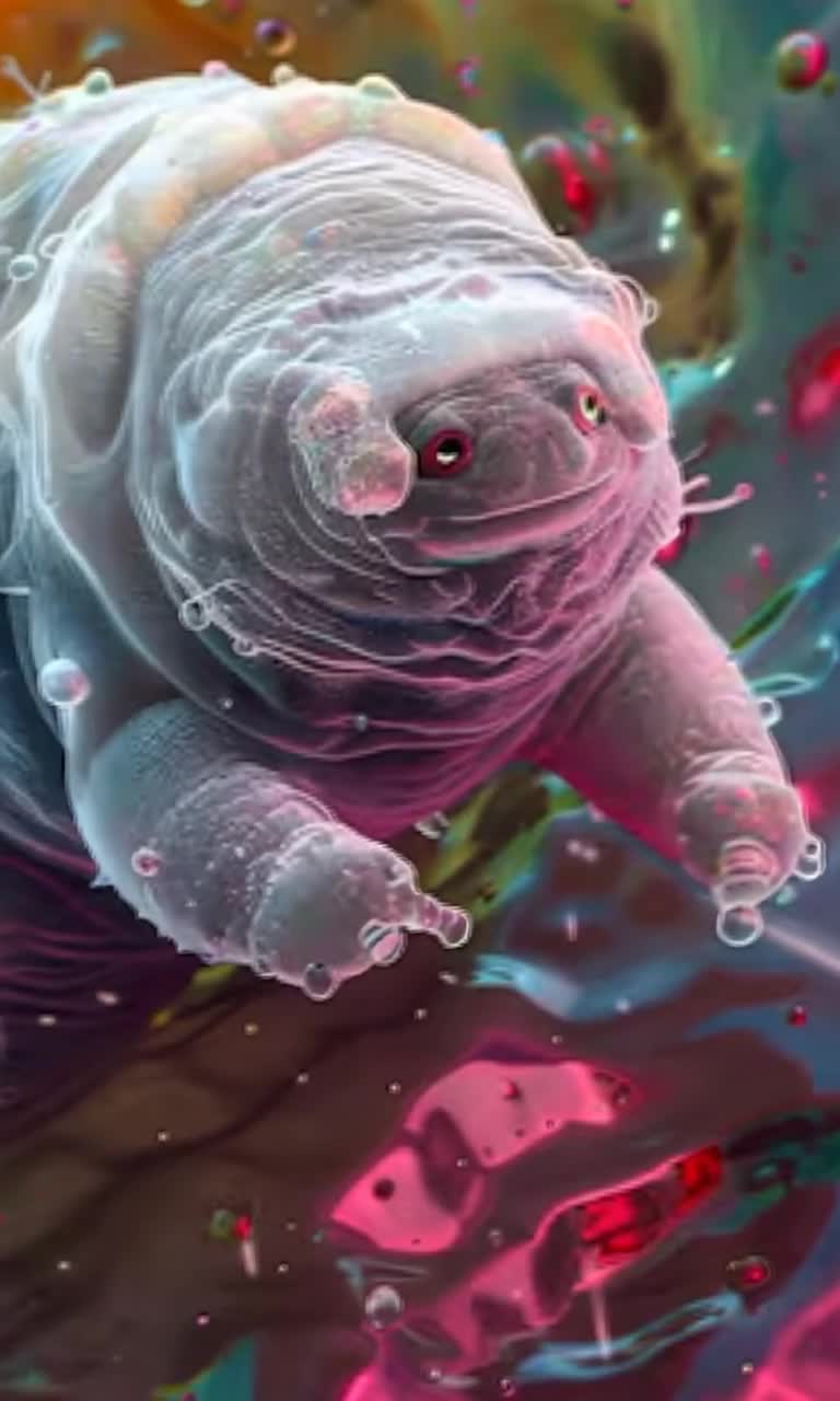 cute floating tardigrade