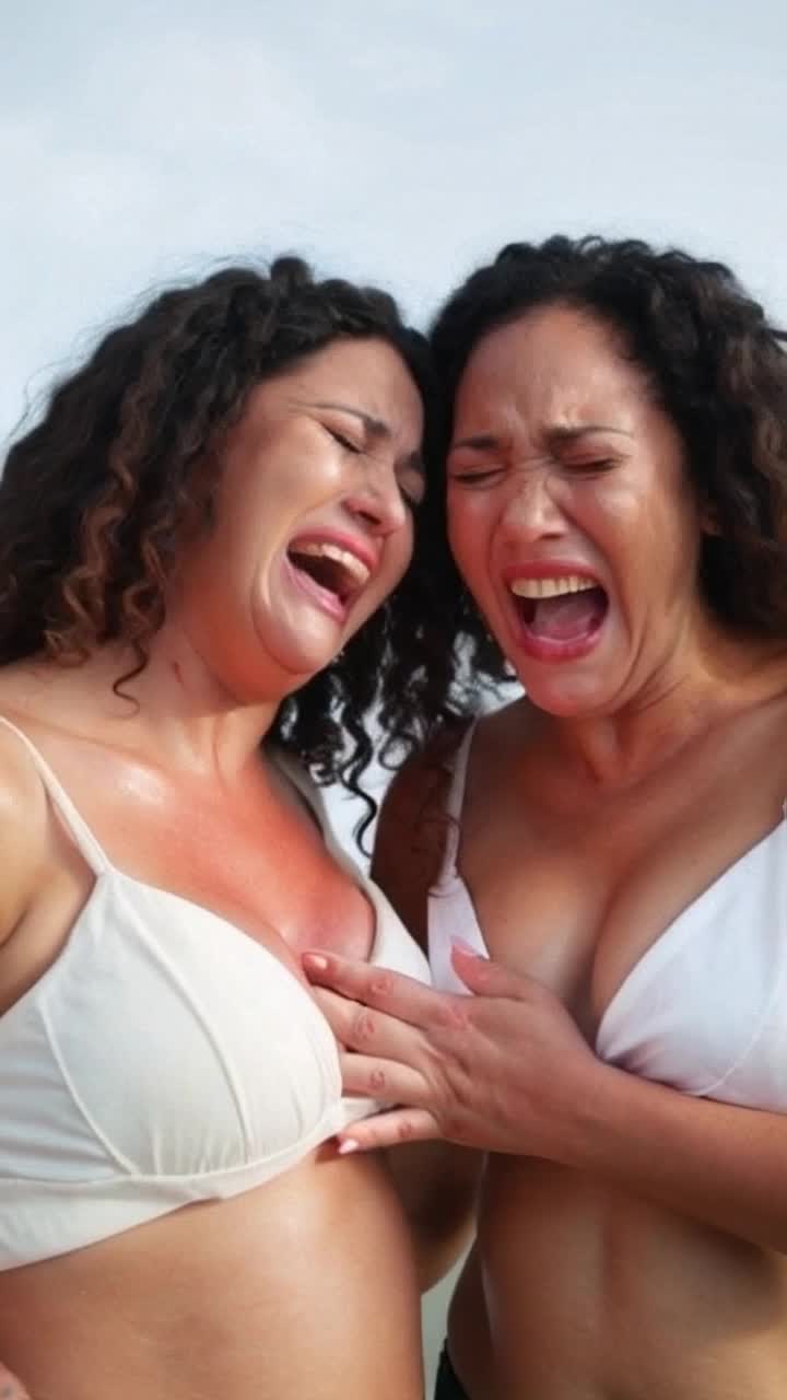  Two curvier volluptchus white women pressing their big natural jugggzzz against each others drooling and slobbering and screaming and crying and no shirts on 