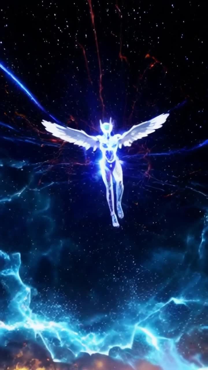 Raedetron majestic figure radiating vibrant energy cloaked in dazzling luminescence soaring effortlessly through electrified skies twisting darting with grace among shimmering pulsating energy fields crackling with anticipation surrounded by a breathtaking kaleidoscope of colors swirling patterns of electric currents illuminating the atmosphere every movement creating ripples of light that dance in response to his presence a symphony of energy resonating throughout the vast expanse of the heavens energizing the environment pulsating with life and power