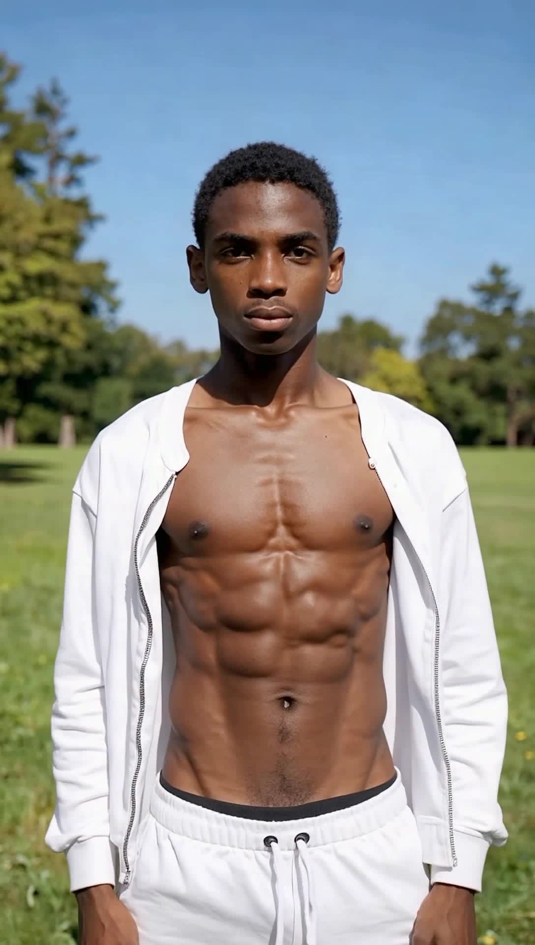 18yearold african boy flexing abs 