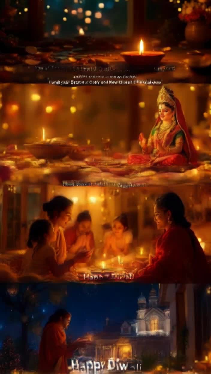 8K HD QUALITY HIGHEST REGULATION HIGH QUALITY HIGHEST QUALITY ANIMATION ANIMATED Heres a script for a Mahalakshmi Dhanalakshmithemed reel based on Diwali You can make it shorter or longer, and add music of your choice such as devotional or festive musicDiwali Mahalakshmi Dhanalakshmi Reel ScriptDuration Approximately 3045 seconds depending on the tempo and transitions of the musicMusic Upbeat, devotional Diwalithemed music Shots  Visuals  Text On Screen Text Overlay  VoiceVoiceover Optional  NotesTips  1 Opening  Closeup shot of a beautiful, glowing lamp or rangoli  None  Calm and devotional tone Welcome to that night  Hold for 23 seconds, then quickly move to the next shot   2 Transition  Some beautiful and rapidly changing shots of home decorations torans, lights, chandeliers  The Festival Arrives  When Every Corner Sparkles  Show 23 shots in quick succession, to the beat of the music  3 Mahalakshmi Invocation  A reverent shot of a puja thali in hand or an idolpicture of Mahalakshmi  Goddess Mahalakshmi  The worship of Goddess Mahalakshmi begins  Use slow motion or keep the focus on Goddess Lakshmi  4 Wealth and Prosperity  A pile of gold coins or symbolic objects, money, a new account book, or fruits and sweets  Wealth, Prosperity, and Opulence  Our Faith, Our Labor, Her Blessings  These shots represent Dhanalakshmi  5 Family and Happiness  A happy shot of family laughing or praying  Happiness and Love   This Diwali, may your home and family be showered with wealth and love  This shot should be heartwarming  6 PrayerResolution  A closeup of someone praying with folded hands or lighting a lamp  Happy Diwali  May your life be filled with auspiciousness and prosperity  Make the text large on the screen for a moment  7 Closing  A beautifully lit shot of the entire house  Diwali2024 Mahalaxmi Dhanlaxmi HappyDiwali  The music builds up and ends  Hold for 35 seconds, depending on the length of the reel Some tips for creating a reel Music Make sure the music is copyrightfree or has permission to use it for the reel Devotional or filmy Diwali music is a good choice  Transitions Use quick and engaging transitions like zooms or slides between shots to keep the Reel moving Lighting Use natural or warm lighting to create a beautiful and divine atmosphere Tags When uploading your Reel, be sure to use hashtags like Diwali2025, MahaLaxmi, DhanLaxmi, Deepawali, FestiveVibes Call to Action Ask viewers how theyre celebrating Diwali in the caption to increase engagement