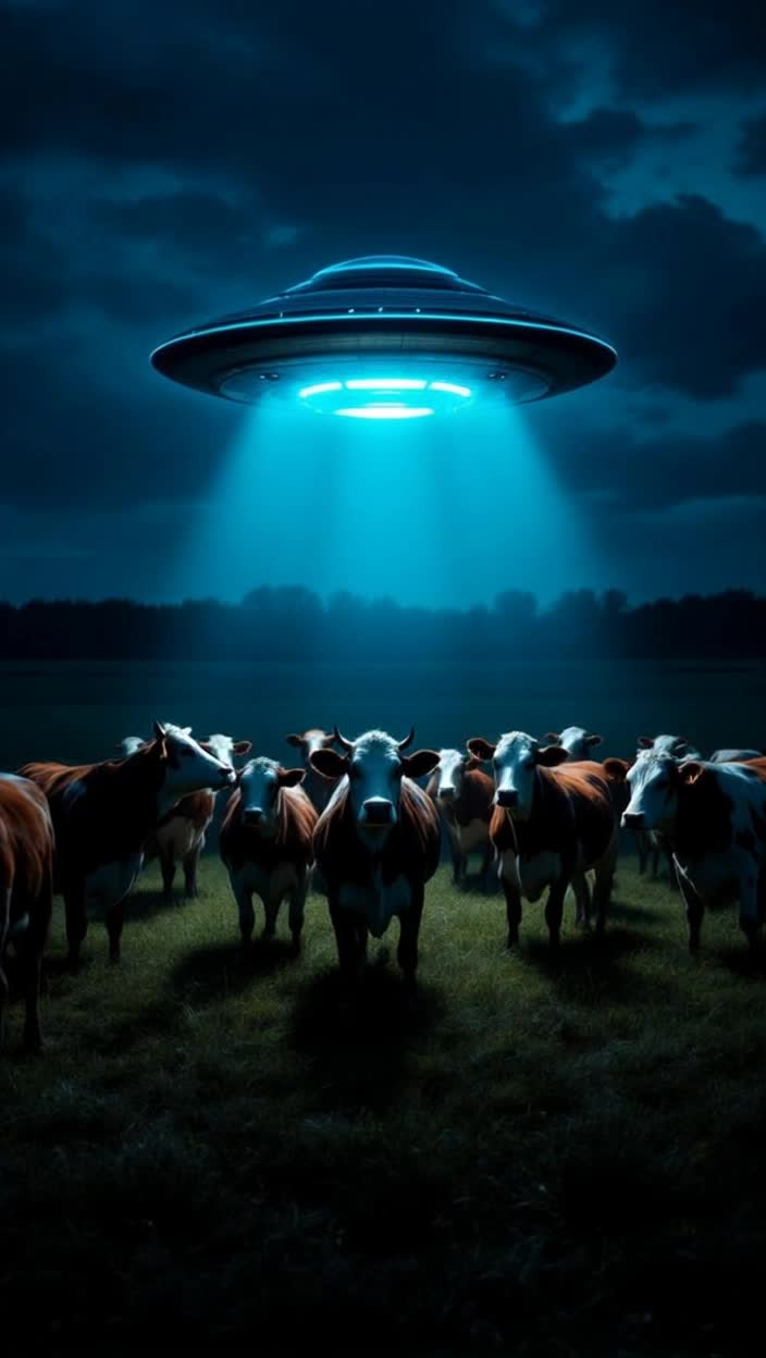 The cows are being abducted by the ufo