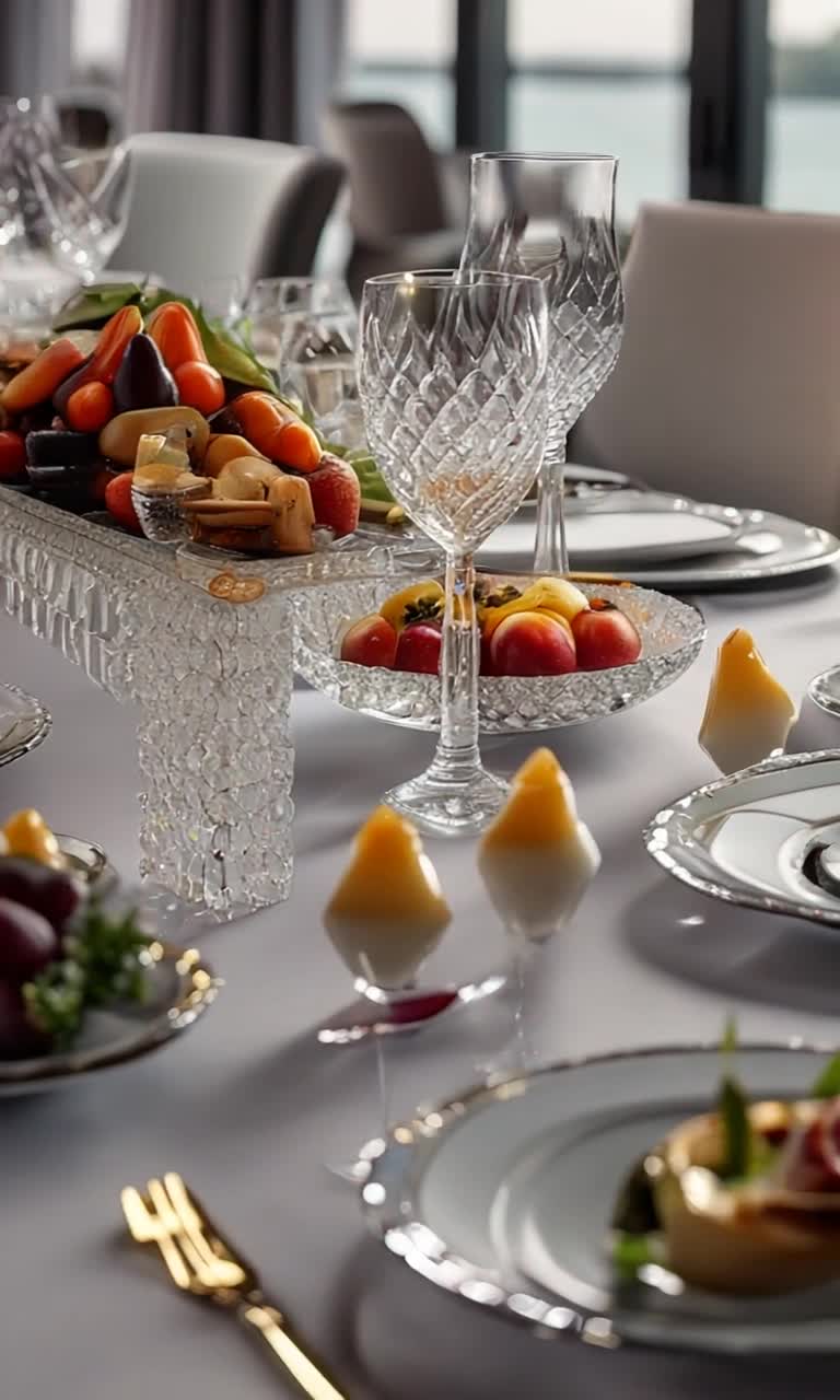 Elegant fine dining with crystal dishes