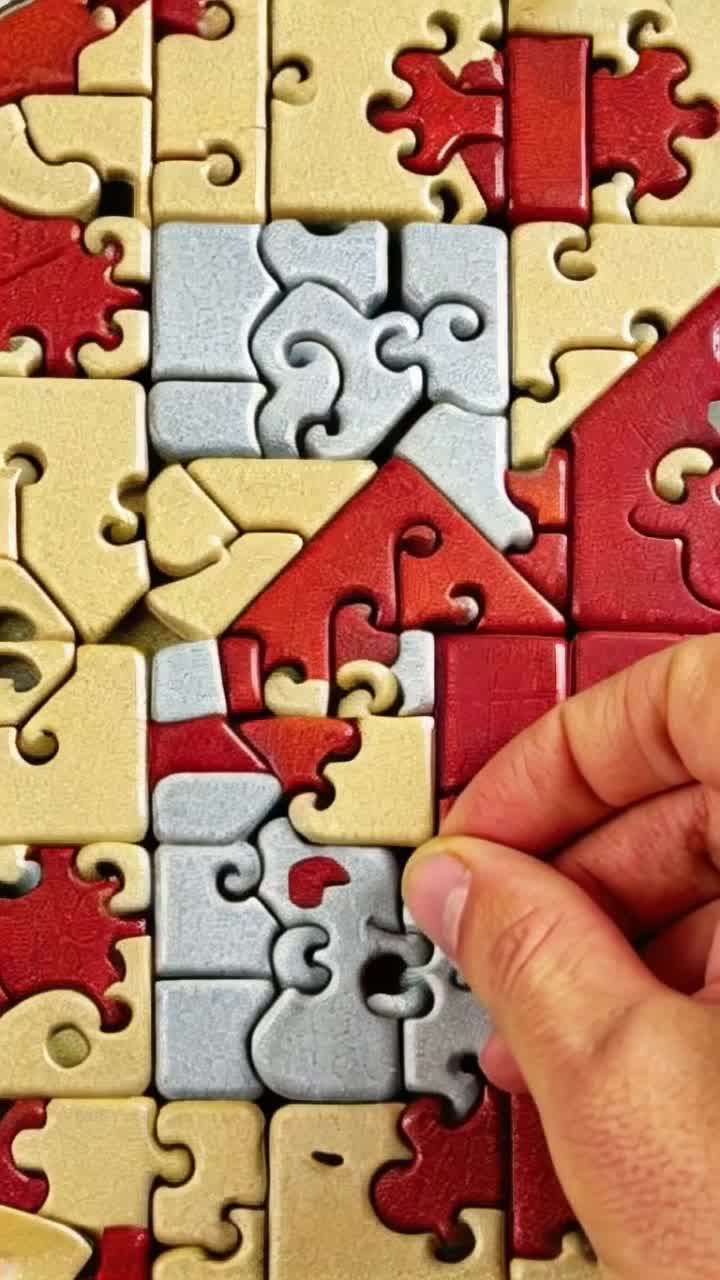 a jigsaw puzzle solving itself the art style is capriccio