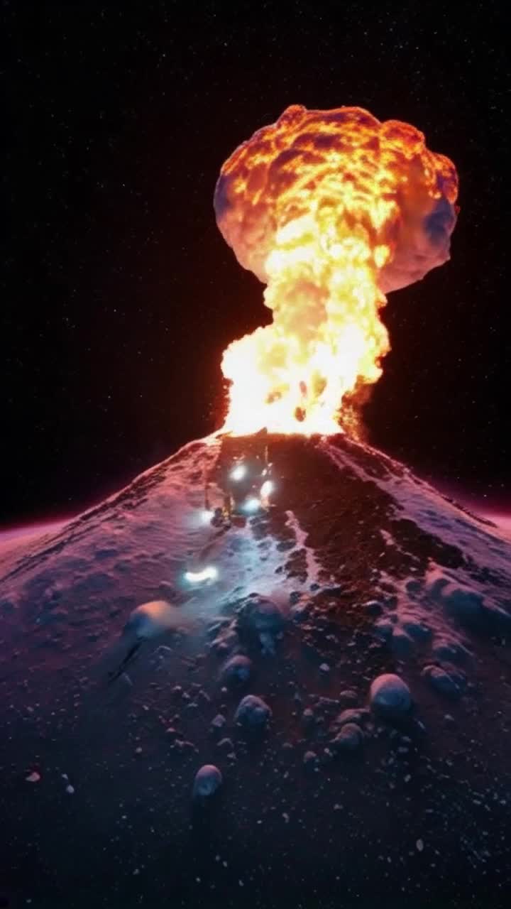 FLEEING A VOLCANO , bioluminescent aliens fleeing away from volcanic eruption on VENUS  , as Venus is totally  a different planet , its volcanoes are also special , its volcanoes erupts out metal sulfide , the molten Galena, after this there is a heavy metal snow