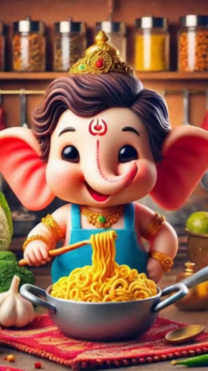 Ganeshji eating maggi