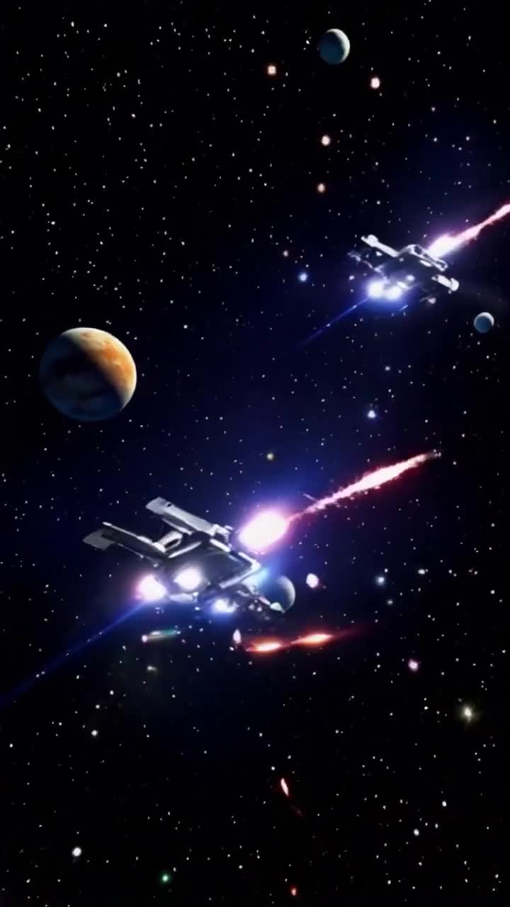 Spaceships in outer space planets star shooting stars comets armada thousands of starships science fiction retro-futuristic future futuristic robots machines cyberpunk fluorescent neon technicolored rotoscoped technicolor film realistic 