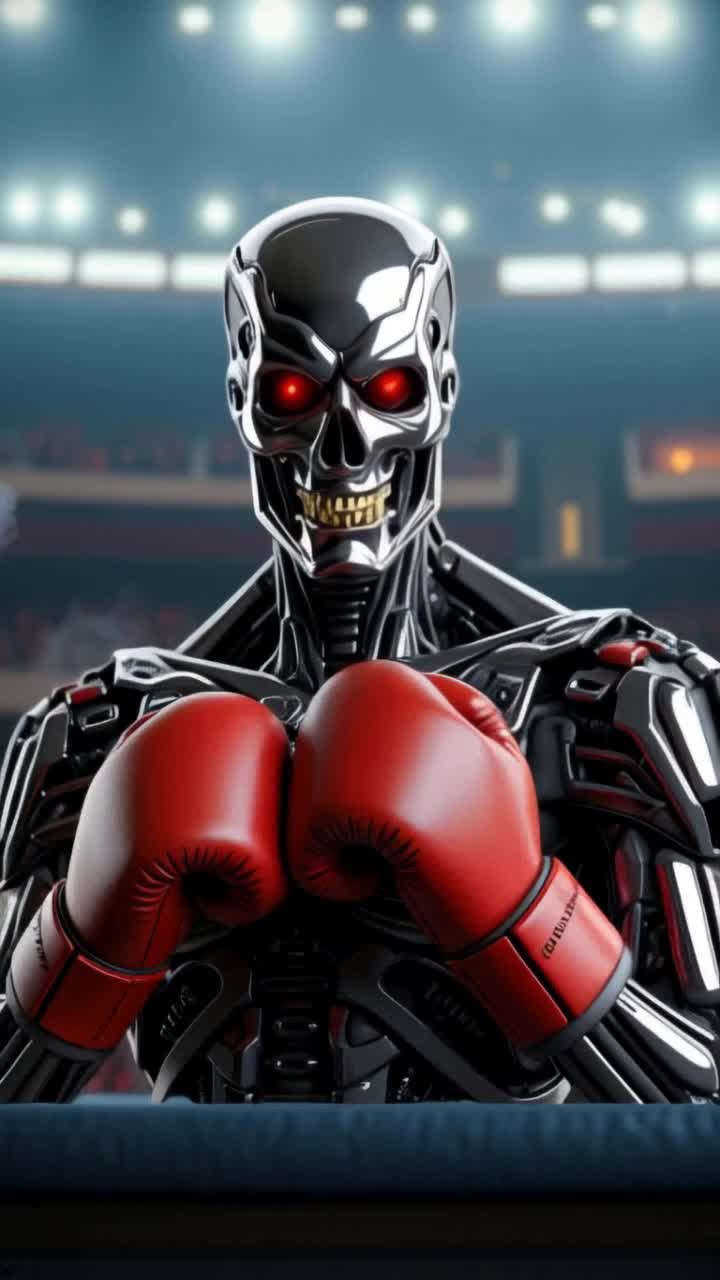 Terminator throwing a jab and a cross