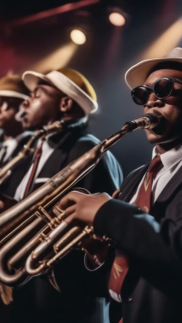 1990s ska band, focus on horn section ,on stage