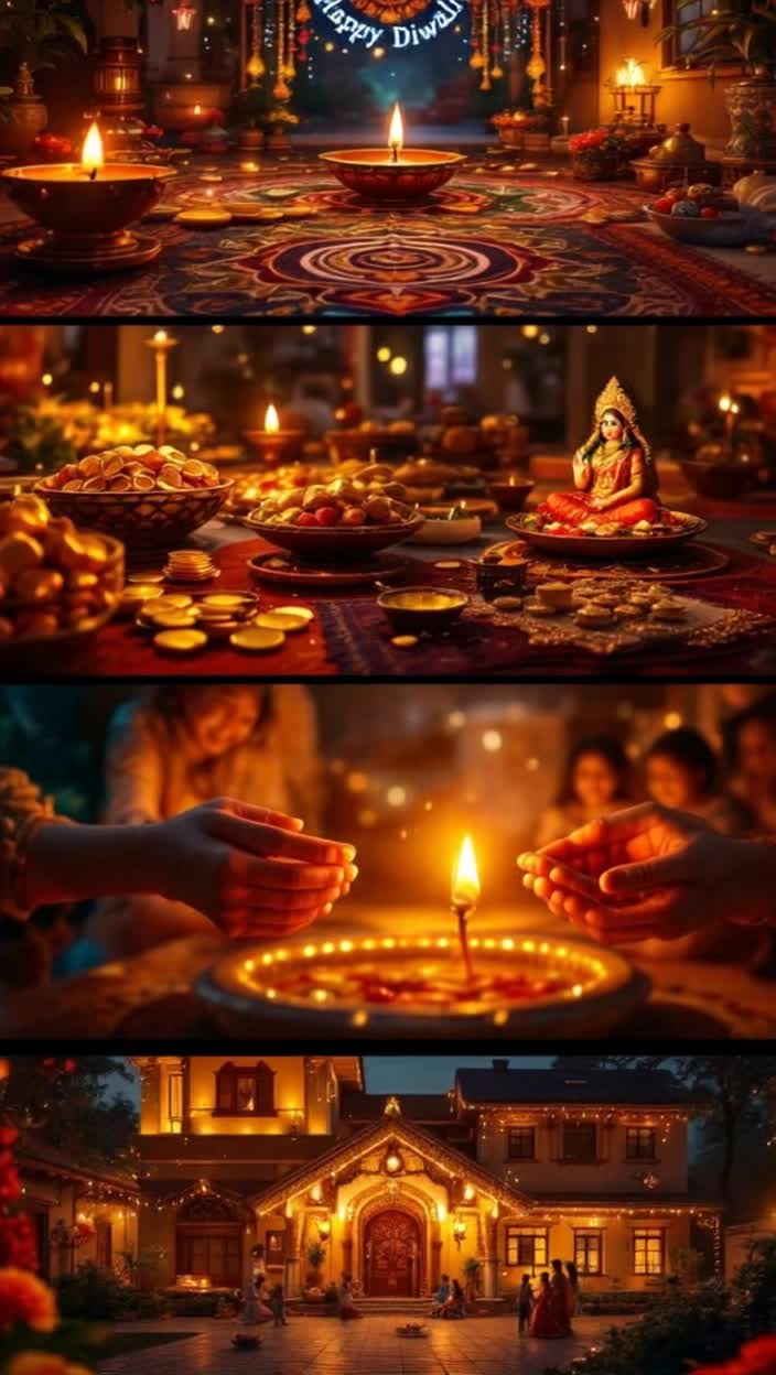 Heres a script for a Mahalakshmi Dhanalakshmithemed reel based on Diwali You can make it shorter or longer, and add music of your choice such as devotional or festive musicDiwali Mahalakshmi Dhanalakshmi Reel ScriptDuration Approximately 3045 seconds depending on the tempo and transitions of the musicMusic Upbeat, devotional Diwalithemed music Shots  Visuals  Text On Screen Text Overlay  VoiceVoiceover Optional  NotesTips  1 Opening  Closeup shot of a beautiful, glowing lamp or rangoli  None  Calm and devotional tone Welcome to that night  Hold for 23 seconds, then quickly move to the next shot   2 Transition  Some beautiful and rapidly changing shots of home decorations torans, lights, chandeliers  The Festival Arrives  When Every Corner Sparkles  Show 23 shots in quick succession, to the beat of the music  3 Mahalakshmi Invocation  A reverent shot of a puja thali in hand or an idolpicture of Mahalakshmi  Goddess Mahalakshmi  The worship of Goddess Mahalakshmi begins  Use slow motion or keep the focus on Goddess Lakshmi  4 Wealth and Prosperity  A pile of gold coins or symbolic objects, money, a new account book, or fruits and sweets  Wealth, Prosperity, and Opulence  Our Faith, Our Labor, Her Blessings  These shots represent Dhanalakshmi  5 Family and Happiness  A happy shot of family laughing or praying  Happiness and Love   This Diwali, may your home and family be showered with wealth and love  This shot should be heartwarming  6 PrayerResolution  A closeup of someone praying with folded hands or lighting a lamp  Happy Diwali  May your life be filled with auspiciousness and prosperity  Make the text large on the screen for a moment  7 Closing  A beautifully lit shot of the entire house  Diwali2024 Mahalaxmi Dhanlaxmi HappyDiwali  The music builds up and ends  Hold for 35 seconds, depending on the length of the reel Some tips for creating a reel Music Make sure the music is copyrightfree or has permission to use it for the reel Devotional or filmy Diwali music is a good choice  Transitions Use quick and engaging transitions like zooms or slides between shots to keep the Reel moving Lighting Use natural or warm lighting to create a beautiful and divine atmosphere Tags When uploading your Reel, be sure to use hashtags like Diwali2025, MahaLaxmi, DhanLaxmi, Deepawali, FestiveVibes Call to Action Ask viewers how theyre celebrating Diwali in the caption to increase engagement 8K FULL HD QUALITY HIGHEST QUALITY ANIMATION ANIMATED HIGH QUALITY HIGHEST QUALITY REGULATION