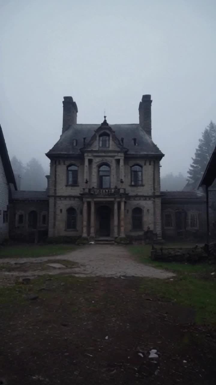 Mysterious old mansion looming ominously on village outskirts haunting silhouette shrouded in fog Three curious villagers cautiously approach ancient door creaking open Shadows flicker as they step inside eyes wide with apprehension Whispers echo through empty halls chilling secrets of their darkest fears looming in darkness Moonlight filters through broken windows casting eerie patterns on dustcovered floors