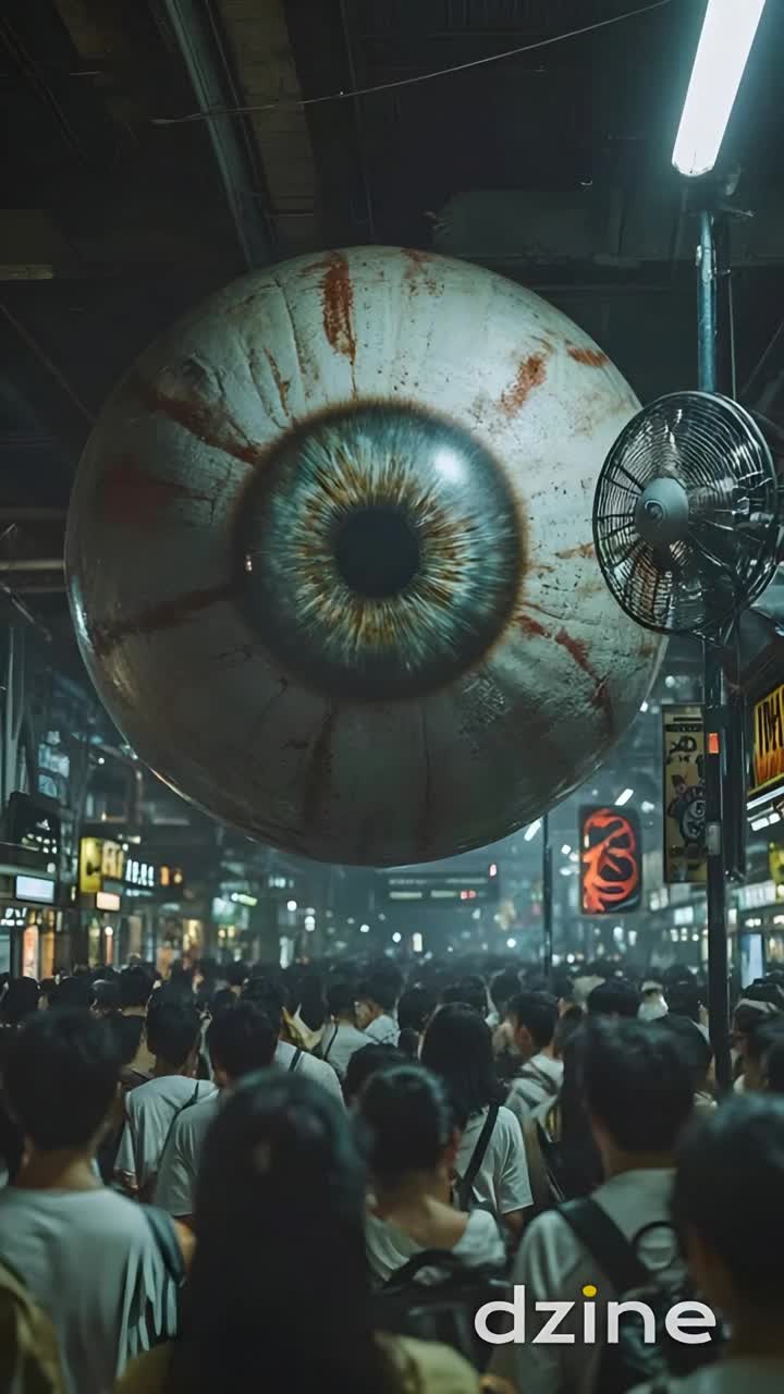 make the eye floating, and the people in background alive