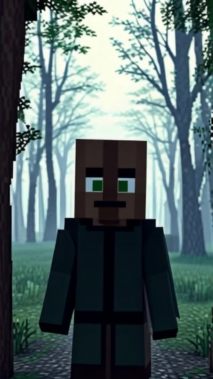 Dont breathe too loud or they will know, terrified Minecraft Villager reaches up to cover its mouth with his square hands 
