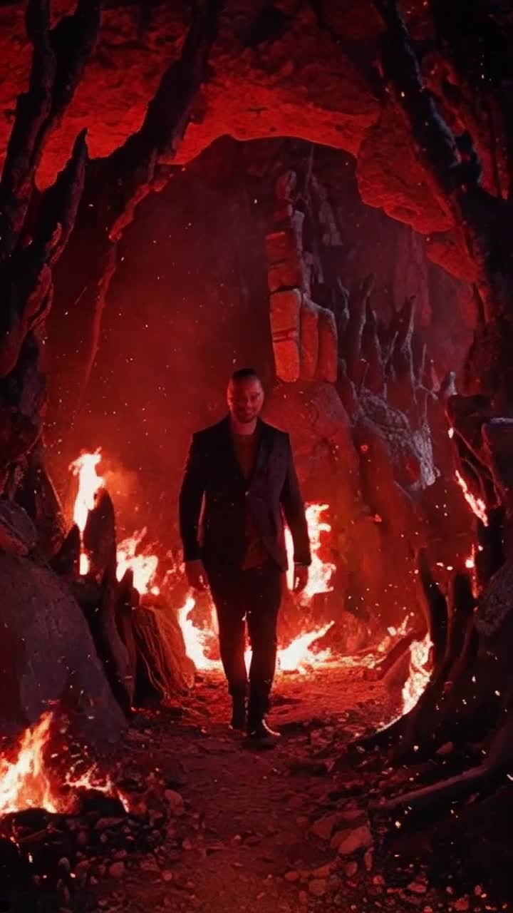 Charismatic man from Ohio rizz radiating charm in a fiery underworld filled with vibrant molten ASMR dancing around him He confidently strolls through swirling flames and glowing embers showcasing his magnetic personality Dark crimson skies overhead illuminate jagged rock formations with eerie shadows flickering in the heat Sinister silhouettes of twisted souls observing him filled with envy as he effortlessly captivates their attention Ashes float in the air creating a hazy dreamlike atmosphere while vibrant sparks whirl around him highlighting the contrasting warmth of his charm amidst the Obama rizzs