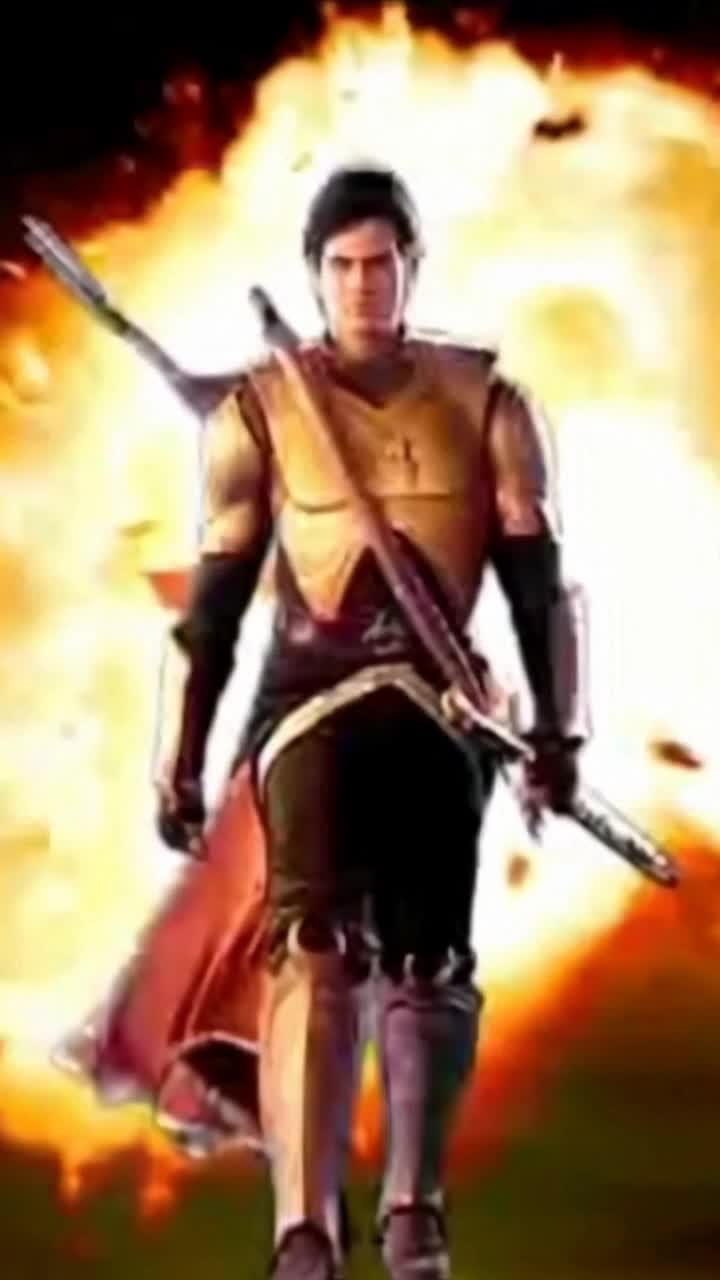 Surviving from the fire blast 2003 s Action figure HATIM walks towards the camera and removes his sword holding upright in front to show his power