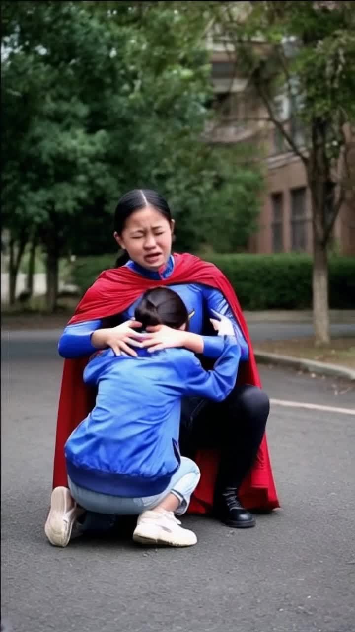Make a video of a girl geting bully by a bully and super kid comes to help