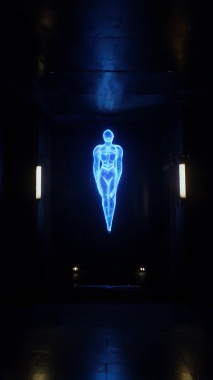 Mysterious AI entity manifests within flickering lights Dark