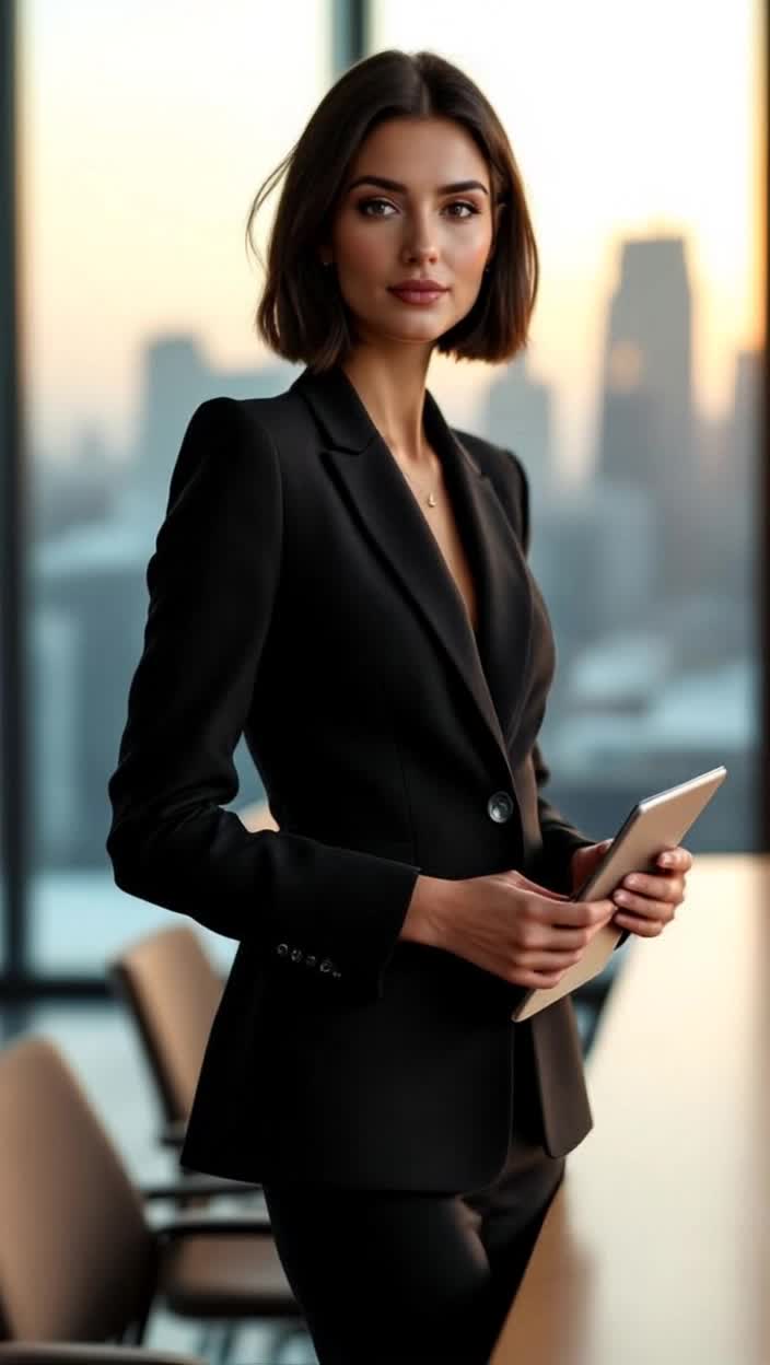 Stylish professional lady in a suit in the business meeting acting professional and appropriate 