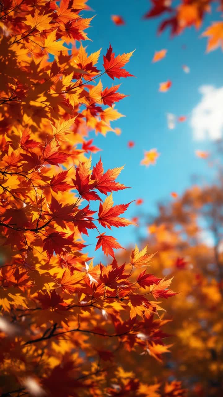 New England autumn leaves, most colorful and beautiful display ever, leaves up in gentle breeze, mesmerizing, hypnotic, beautiful, lovely, intense colors 