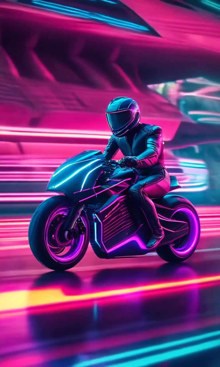 Future motorcycle race from the movie tron synthwave 