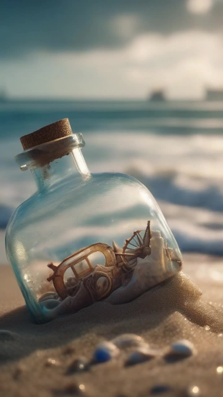 A ship in a bottle washed up on the beach
