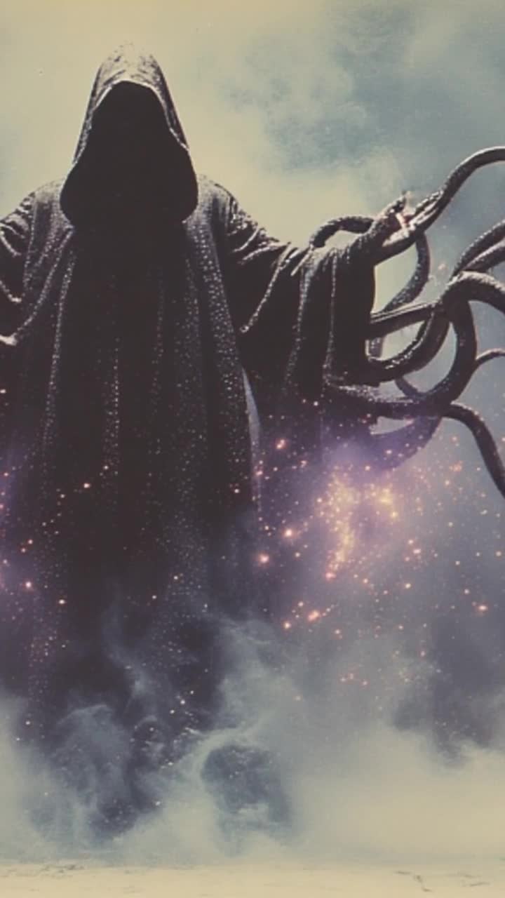 Tentacles moving slowly, fog flows ominously 