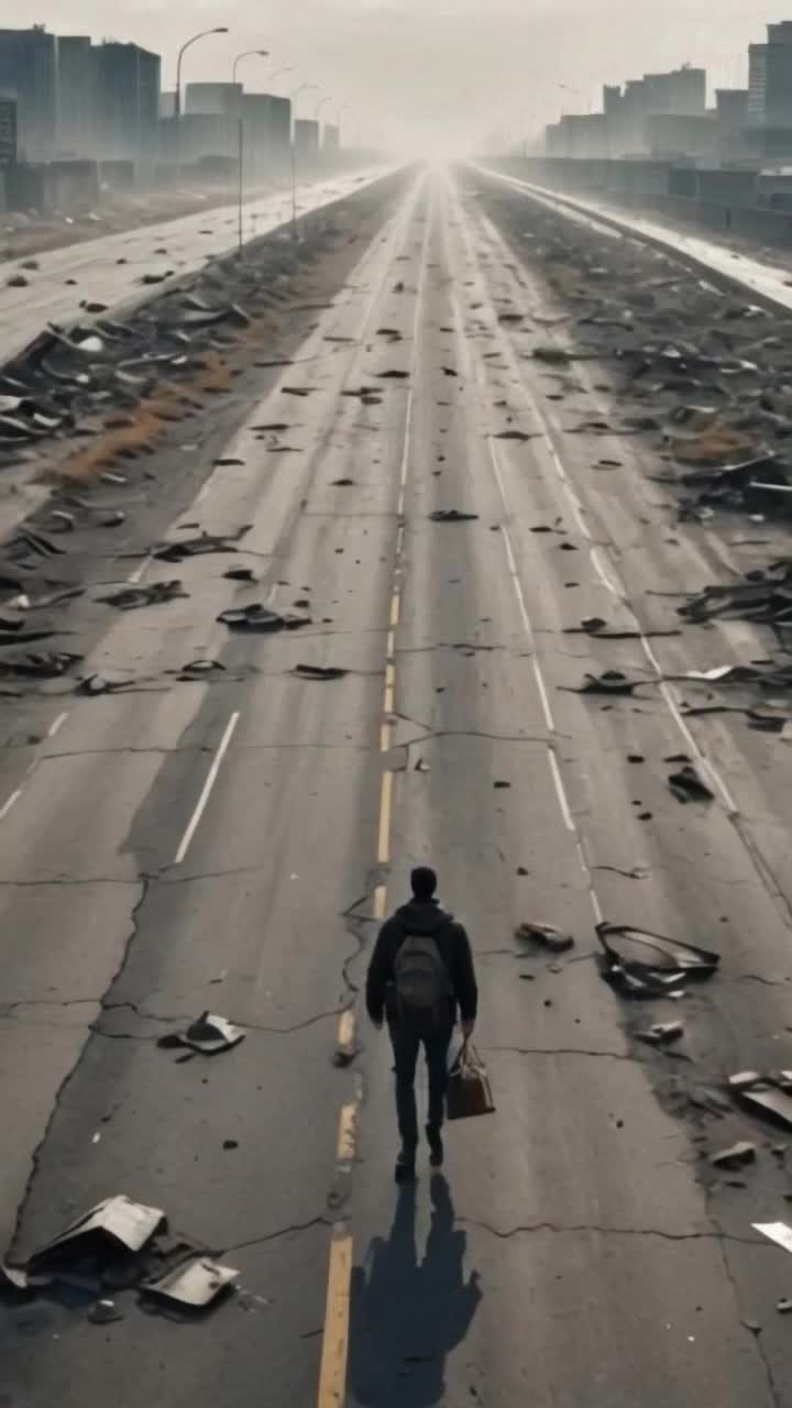 man walking quickly down a road