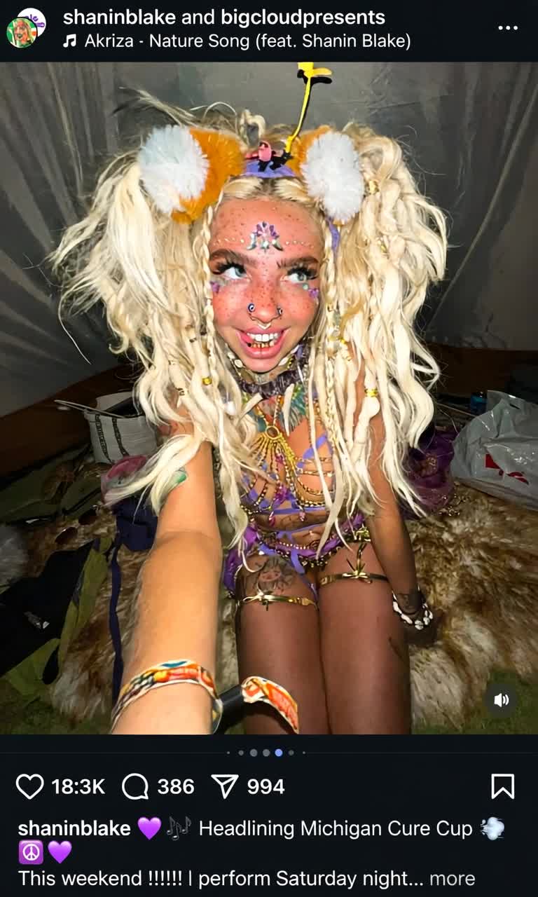 Social media influencer being silly with selfies,