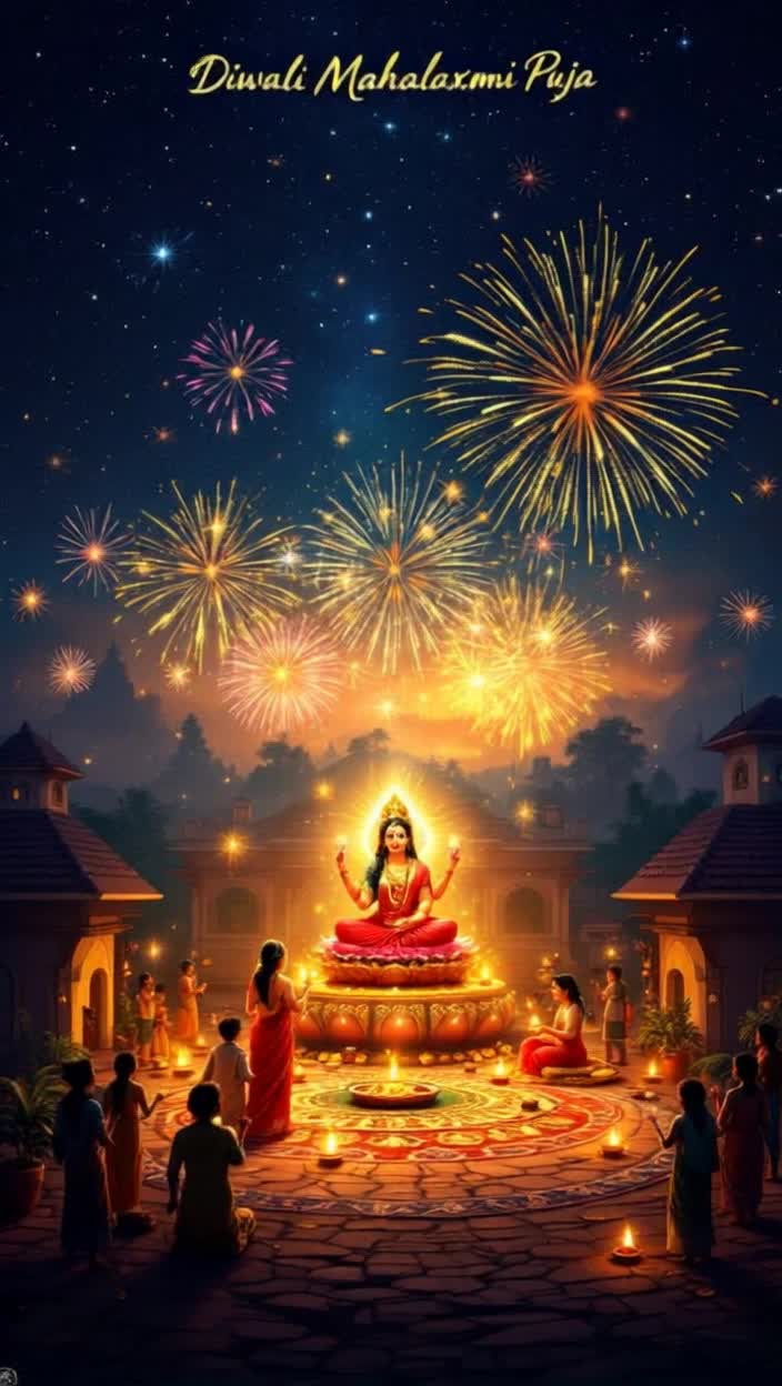 Diwali Mahalaxmi Puja 8K Full HD Quality Highest Regulation High Quality Highest Quality Animation Write an Animated StoryHeres an 8K Full HD quality animated story script for Diwali Mahalaxmi Puja, which you can adapt into a visual animation or film script Diwali Mahalaxmi Puja  Animated StoryThe night sky is ablaze with stars The camera slowly pans down to the glowing earthwhere the entire village is awash in the light of lamps Scene 1 Preparations Every house is adorned with flickering lamps, colorful arches, and rangoli Children are enthusiastically lighting sparklers, women are decorating their plates and chanting mantras  Inside a house, a family bathes the idol of Mahalakshmi and adorns it with red clothes and gold and silver ornaments Scene 2 Mahalakshmis Arrival As the family begins the aarti, the camera zooms in on the idol The idol suddenly comes alive, radiating a glow like sparkling gold Mahalakshmi, seated on a lotus, appears in a soft voice Her four arms show a lotus in one hand, a gold coin in the other, a blessing in the third, and a gesture symbolizing peace in the fourth With her arrival, countless small lamps light up on their own Scene 3 Divine Message Mahalakshmi says, O devotees Diwali is not just a symbol of wealth, but it is a festival of virtue and lightI reside in a clean home, where the lamps of honesty, love, and hard work burn  As she speaks, scenes change on the screen The farmers hard work and the light on his crop A businessman being honest in his work A housewife caring for her family with love and respect Scene 4 Prosperity and Auspiciousness Mahalakshmi blesses the family and showers them with golden coins, but the coins instantly transform into luminous lamps The entire house and village are bathed in lamps A unique fireworks display in the skya sparkle of blue, gold, and red, like 8K quality animation Scene 5 Closing The family says with folded hands, The true Lakshmi is not just wealth, but truth, righteousness, and love Mahalakshmi smiles and disappears into the light of the golden lamp The camera pans upthe entire village is shining in golden light  Finally, a verse appears on the screenDeepjyotirmastu nah shreyaseMay the light of the lamps be for our wellbeing Would you like me to write this story as a complete cinematic script including dialogue, scene directions, and animation details so it can be used directly in an animation project