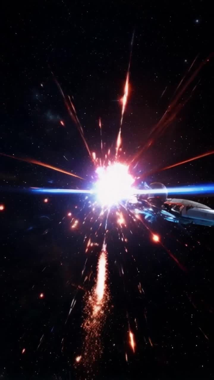 Spaceship glowing with radiant energy unleashed vibrant beams illuminating vast cosmic battlefield swirling with chaos flashes of brilliant colors and massive explosions stars twinkling in the background on a dark infinite canvas galaxies colliding sending ripples through space tension building as warriors from other realms engage in an epic struggle intertwining fate of universes sparks flying in all directions amidst swirling nebulae and distant planetary rings breathtaking cosmic spectacle unfolding in a symphony of light and sound